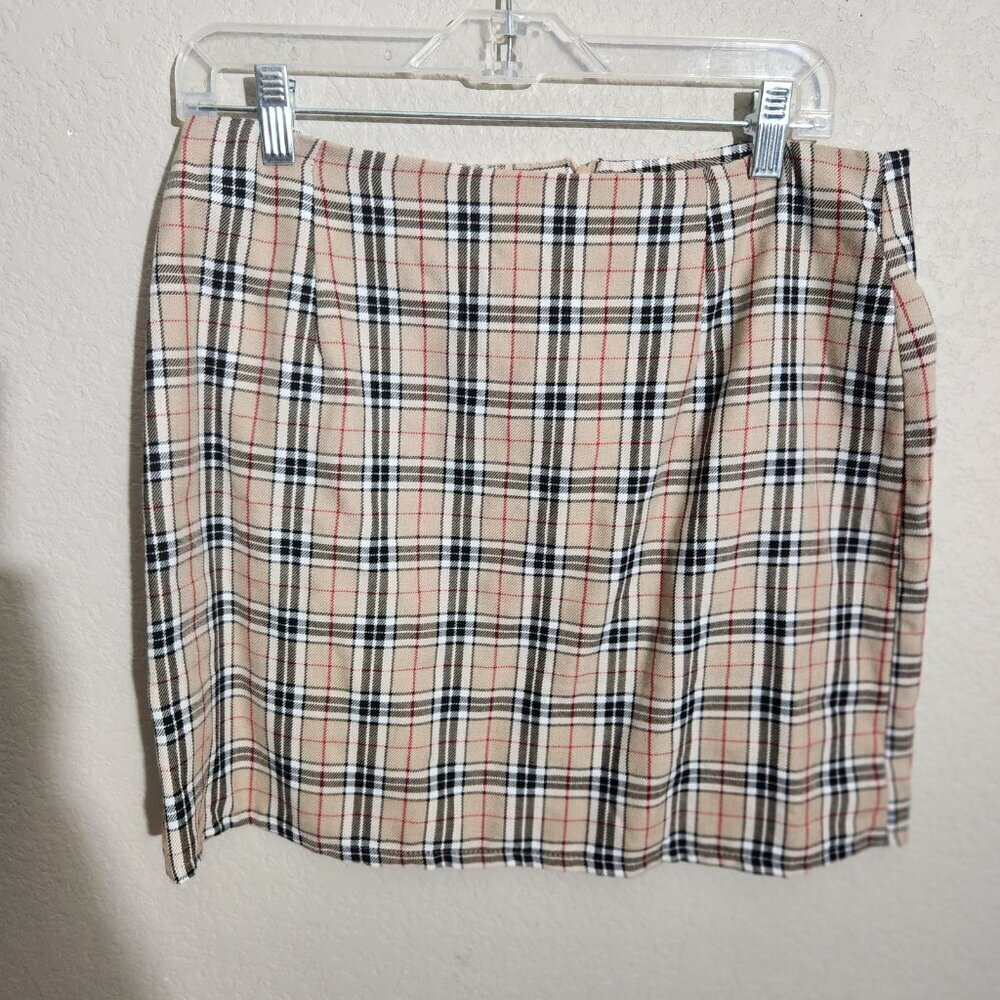Universal Skirt Womens US 10 Beige Black Plaid Mini Schoolgirl Preppy Classic